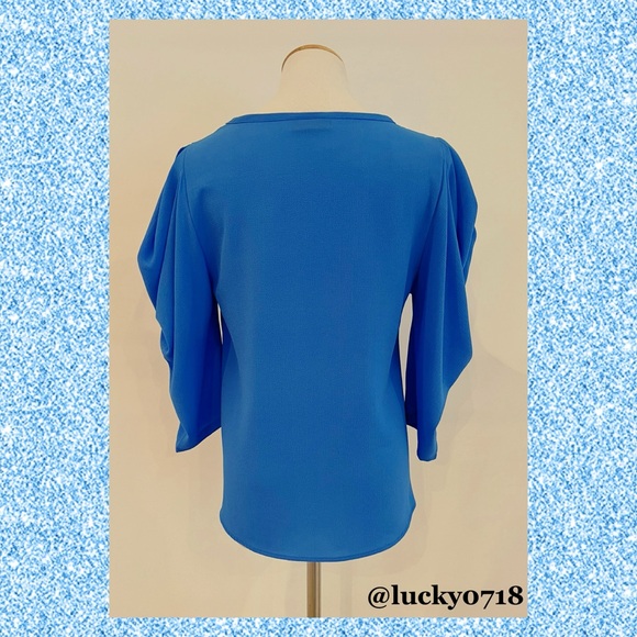 Vici EUC Kingston Statement Sleeve Top in Blue Sz S - Picture 6 of 8